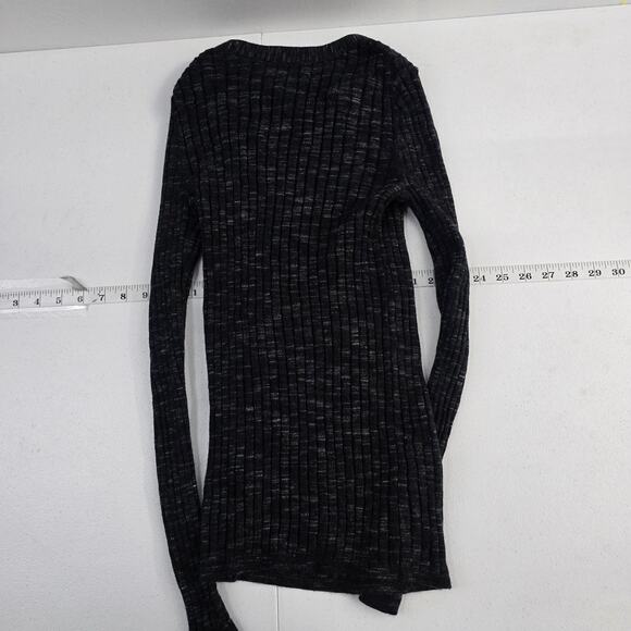 Banana Republic Womens Small Black Gray Wide Rib Merino Wool Long Sleeve Sweater - Picture 3 of 9